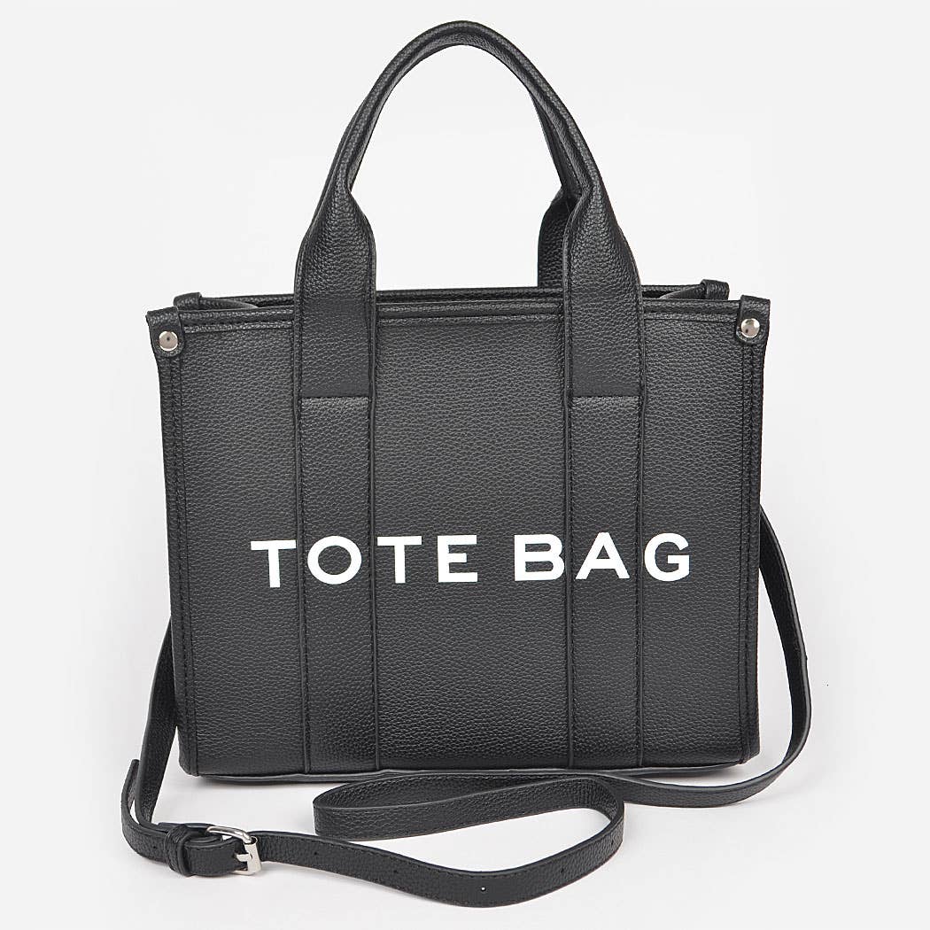 FAUX LEATHER SMALL TOTE BAG: BK