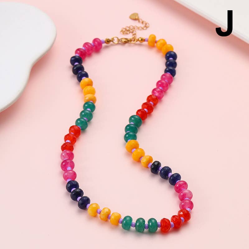 Natural Stone Semi-Precious Glass Mixed Necklace