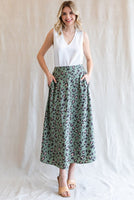 Sage Green Leopard Print Circle Skirt