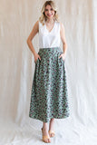 Sage Green Leopard Print Circle Skirt