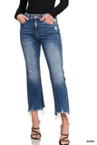 Zenana Kick Crop Flare Denim Pants