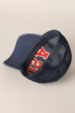 USA Chenille Glitter Letter Hat - Navy Blue
