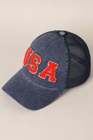 USA Chenille Glitter Letter Hat - Navy Blue