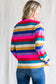 Hot Pink Mix Striped Knit Pullover Sweater