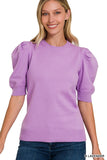 Viscose Puff Short Sleeve Sweater - Lavender