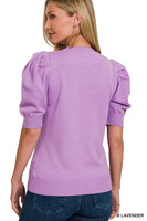 Viscose Puff Short Sleeve Sweater - Lavender