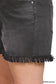 Plus Size Mid Rise Raw Frayed Hem Washed Black Shorts