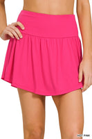 Hot Pink Wide Band Tennis Skirt with Zippered Back Pocket