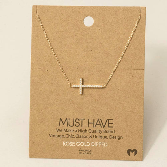 Cross Jewel Pendant Necklace: R