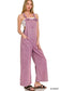 Washed Knot Stap Jumpsuit with Pockets