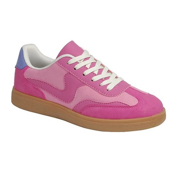 Shoe La La Low Top Suede Sneaker in Fuchsia