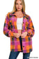 Zenana Magenta/Orange Fleece Shacket with Pockets