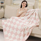 Checkerboard Patterned Throw Blanket: Pink / ONE SIZE