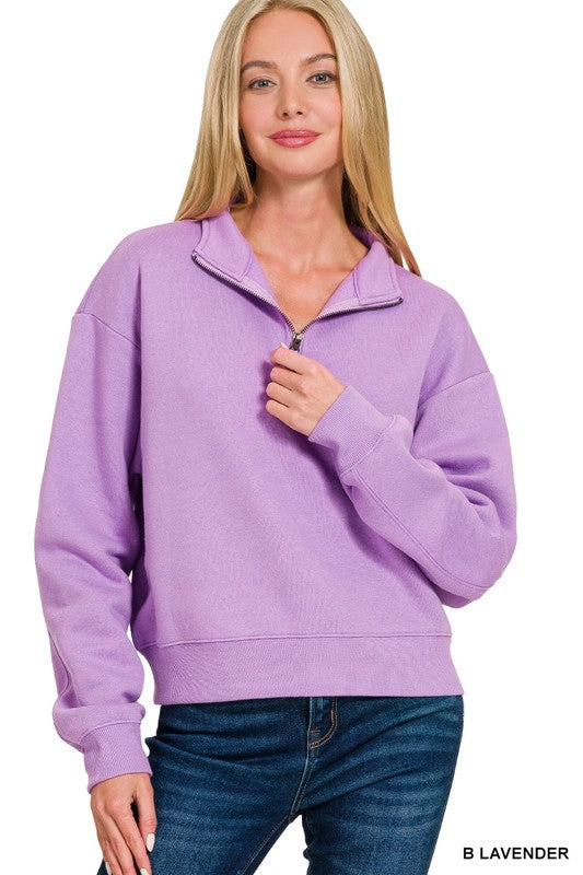 Zenana Quarter Zip in Lavender