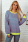 Stripe Oversized Contrast Trim Pullover Sweatshirt