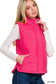 Zenana Long Puff Vest in Hot Pink