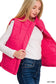 Zenana Long Puff Vest in Hot Pink