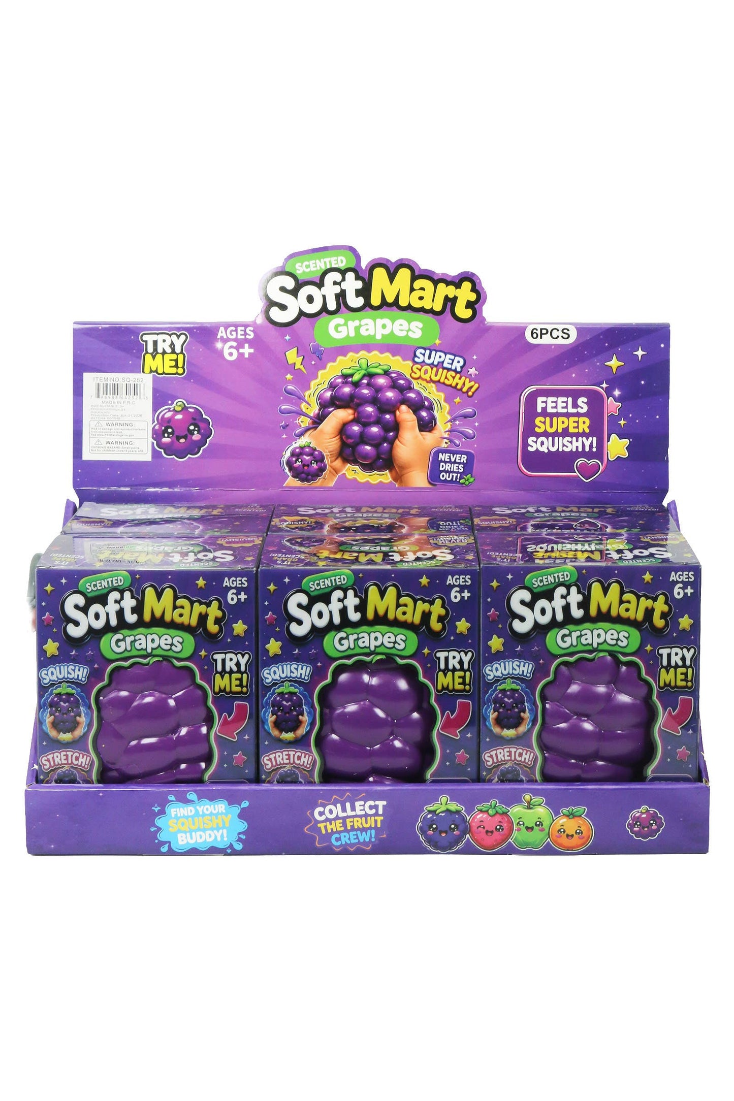 JUMBO 8 Inch Grape Soft Slime Filled Squishy Toy: PURPLE / ONE SIZE