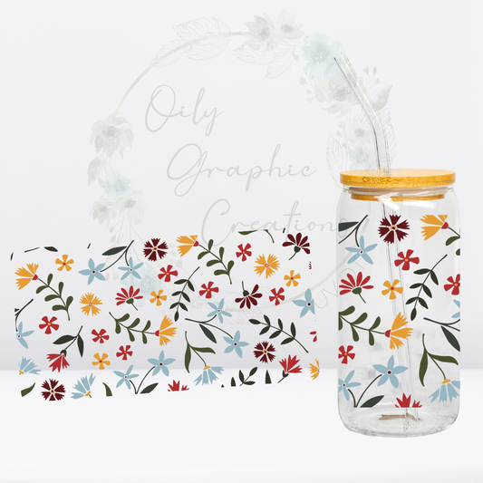 Red, Yellow, Blue Flowers-16oz UV DTF Wrap