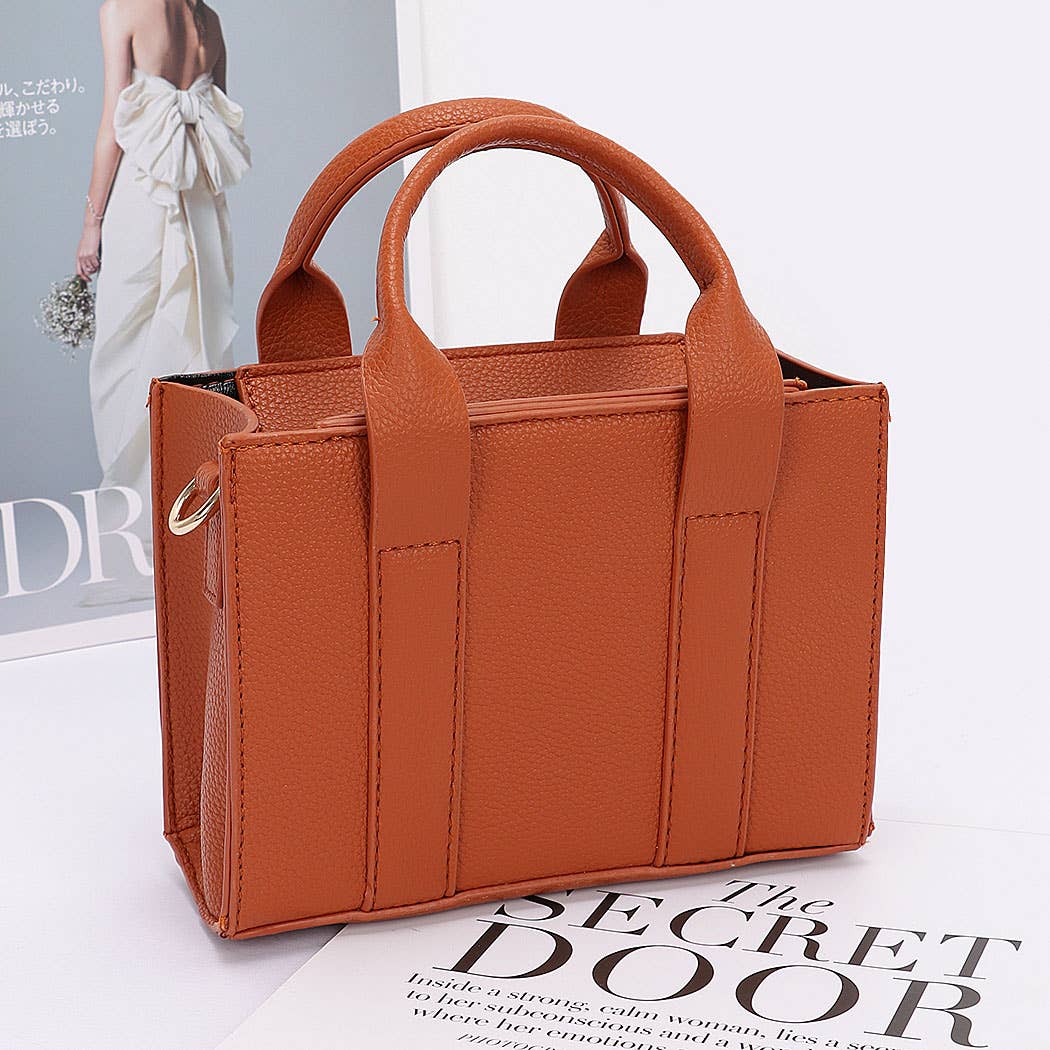 Faux Leather Tote Bag: BK
