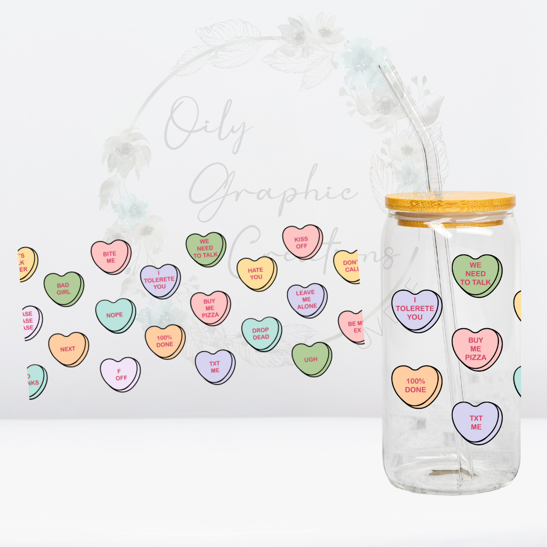 Funny Valentines Candy-16oz UV DTF Wrap