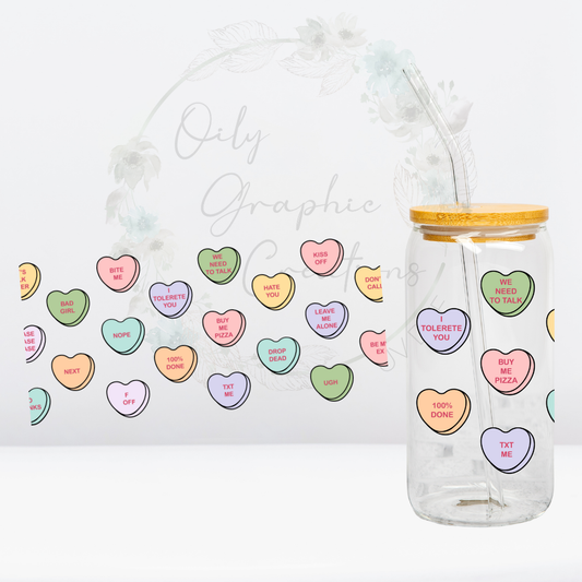Funny Valentines Candy-16oz UV DTF Wrap