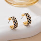 CHECKER EPOXY HUGGIE HOOP EARRINGS |