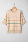 LDC Colorblock Striped Half Sleeve Drop Shoulder Sweater in Oatmeal