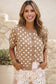 LDC Polka Dot Short Sleeve Button Down Sweater Cardigan: Dark Khaki
