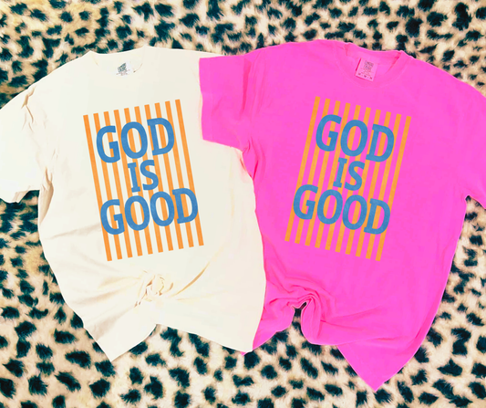 Striped God is Good Neon Pink
