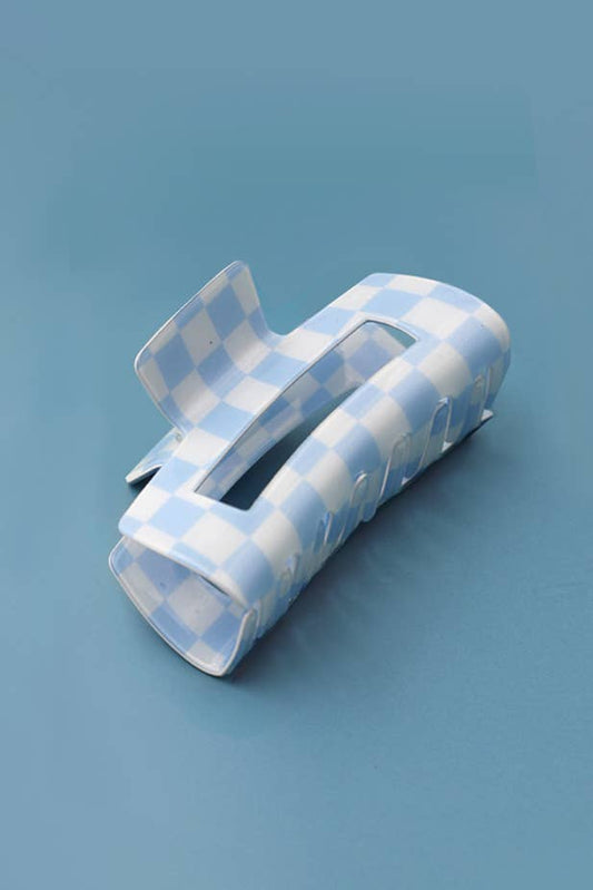 Blue And White Checkered Claw Clip