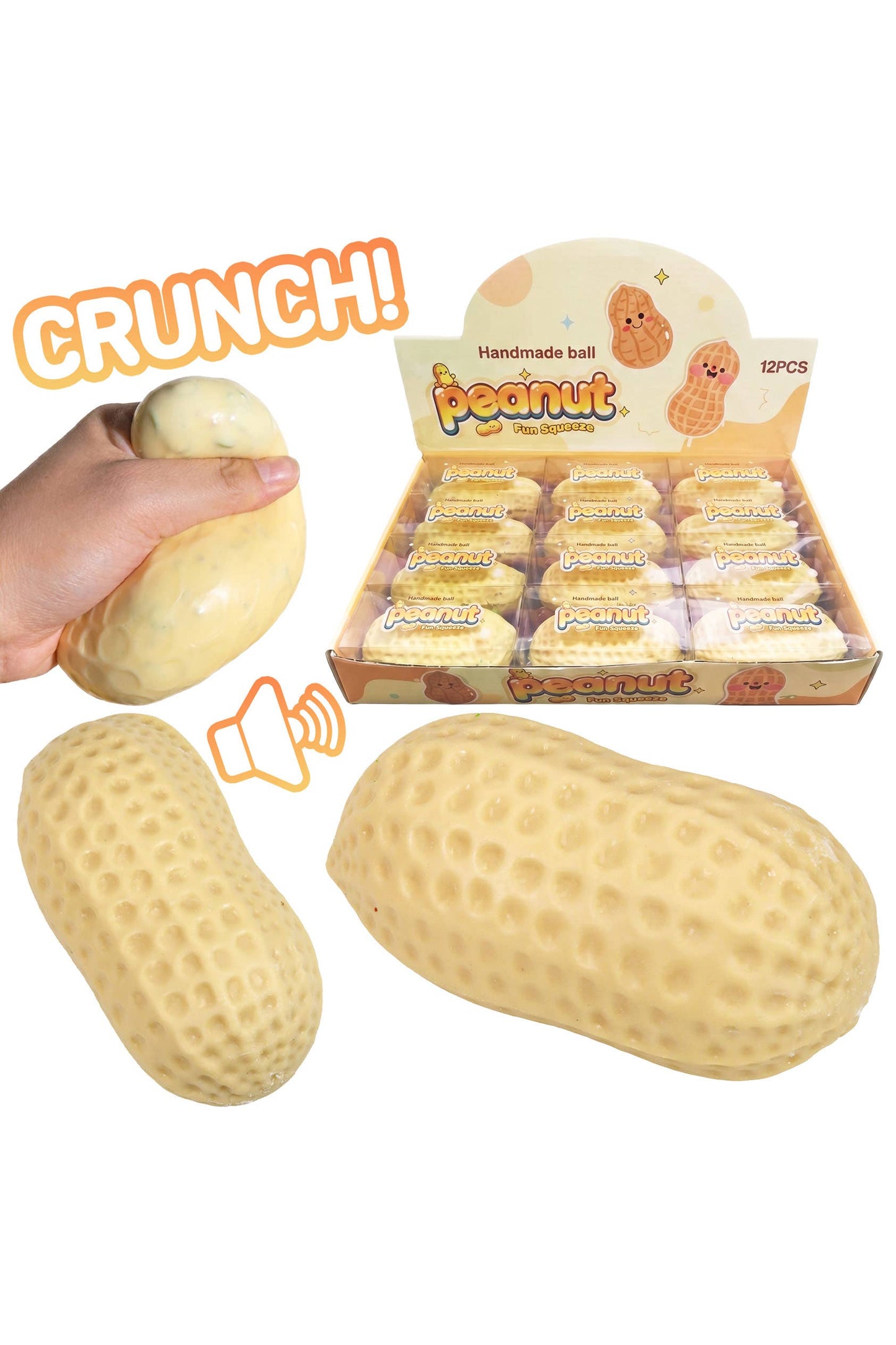 Peanut Zero Rebound TPR Crunchy Bead Slime Filled Squishy: BEIGE / ONE SIZE