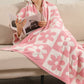 DAISY AND CHECKERED Print Soft Cozy Throw Blanket: PINK / ONE SIZE
