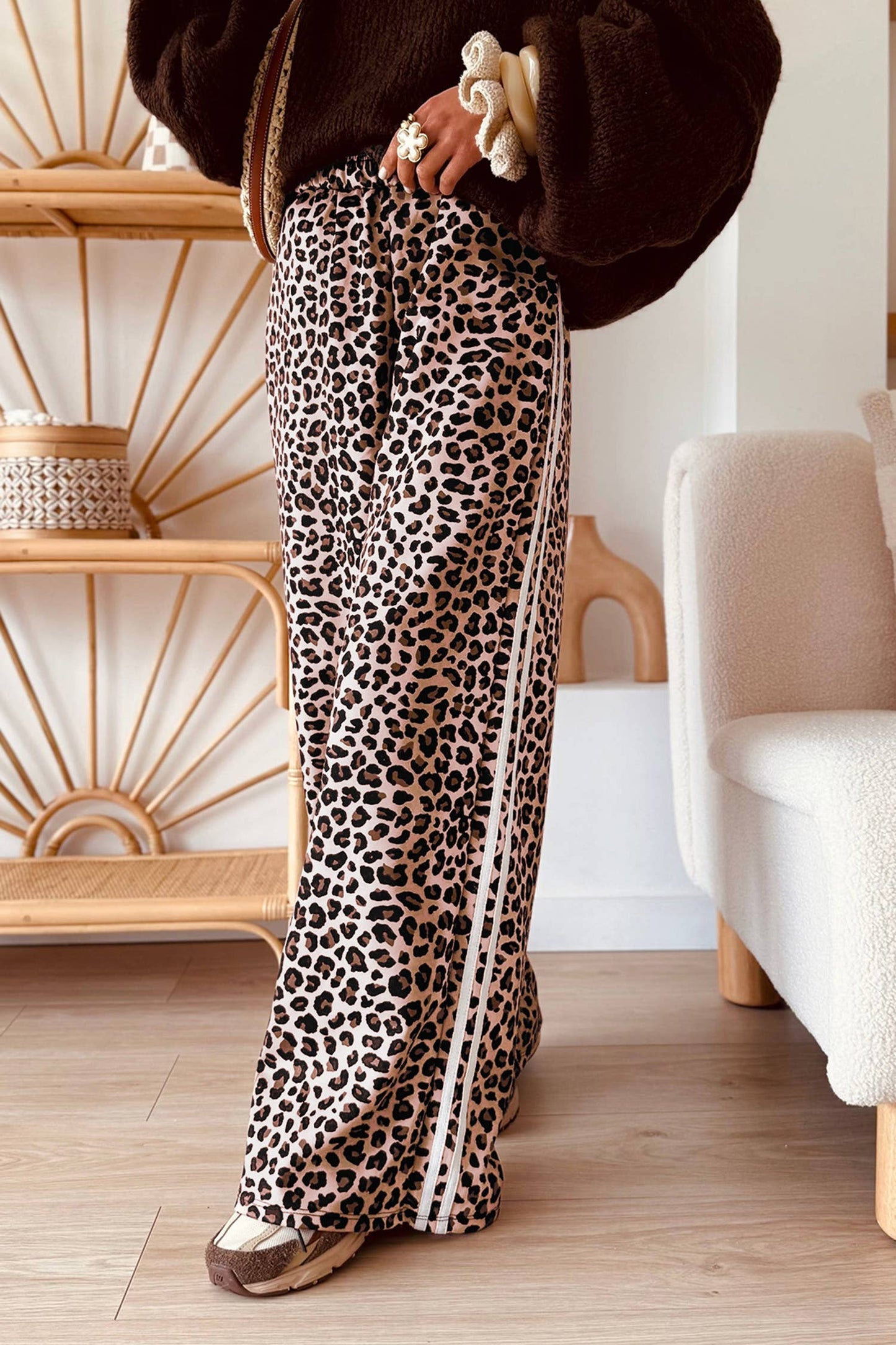 LDC Leopard Wide Leg Side Stripe Full-Length Trousers