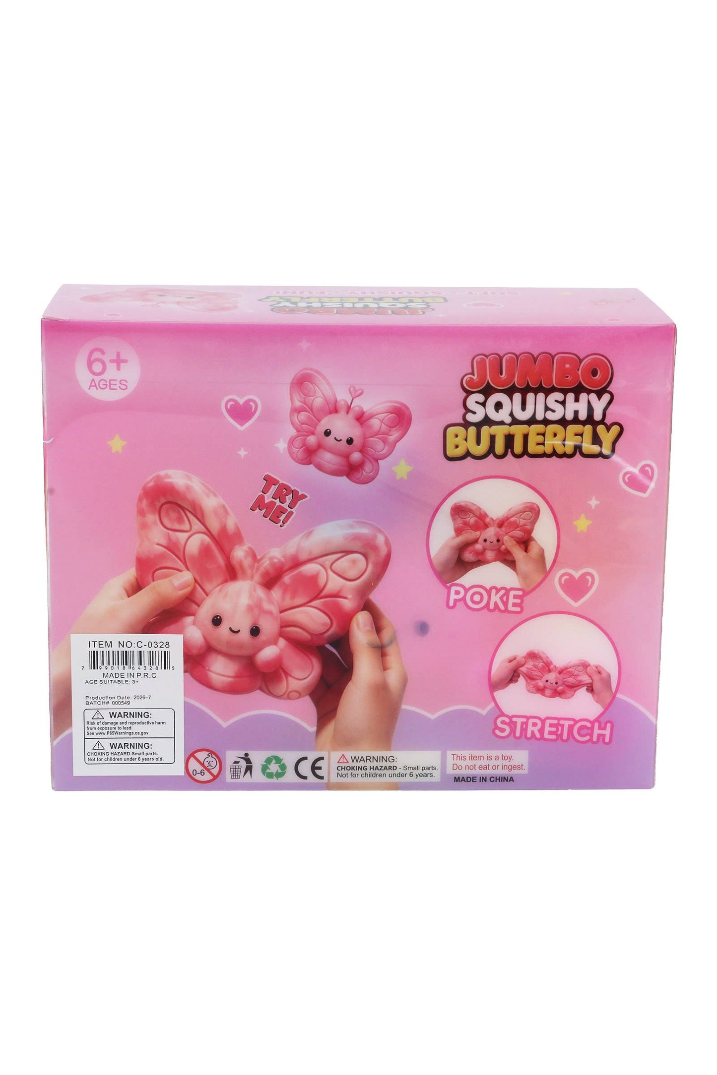 JUMBO 7 Inch Butterfly Fluffy Slime Filled TPR Squishy: AS SHOWN / ONE SIZE