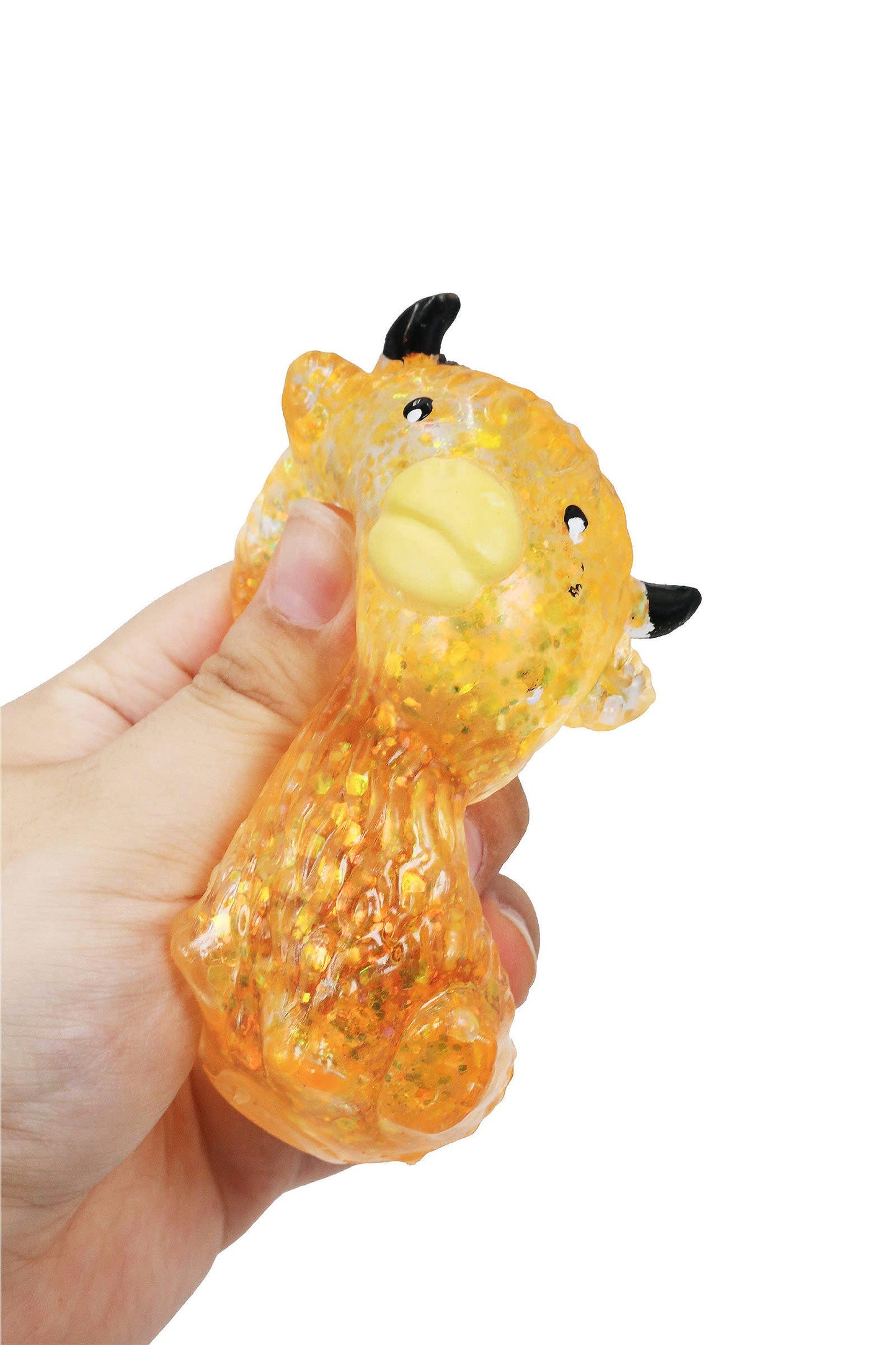 Baby Highland Cow Glitter Thick Maltose Putty Filled Squishy: ORANGE / ONE SIZE