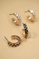 MINI CHECKER HOOP HUGGIE EARRINGS Black and Gold