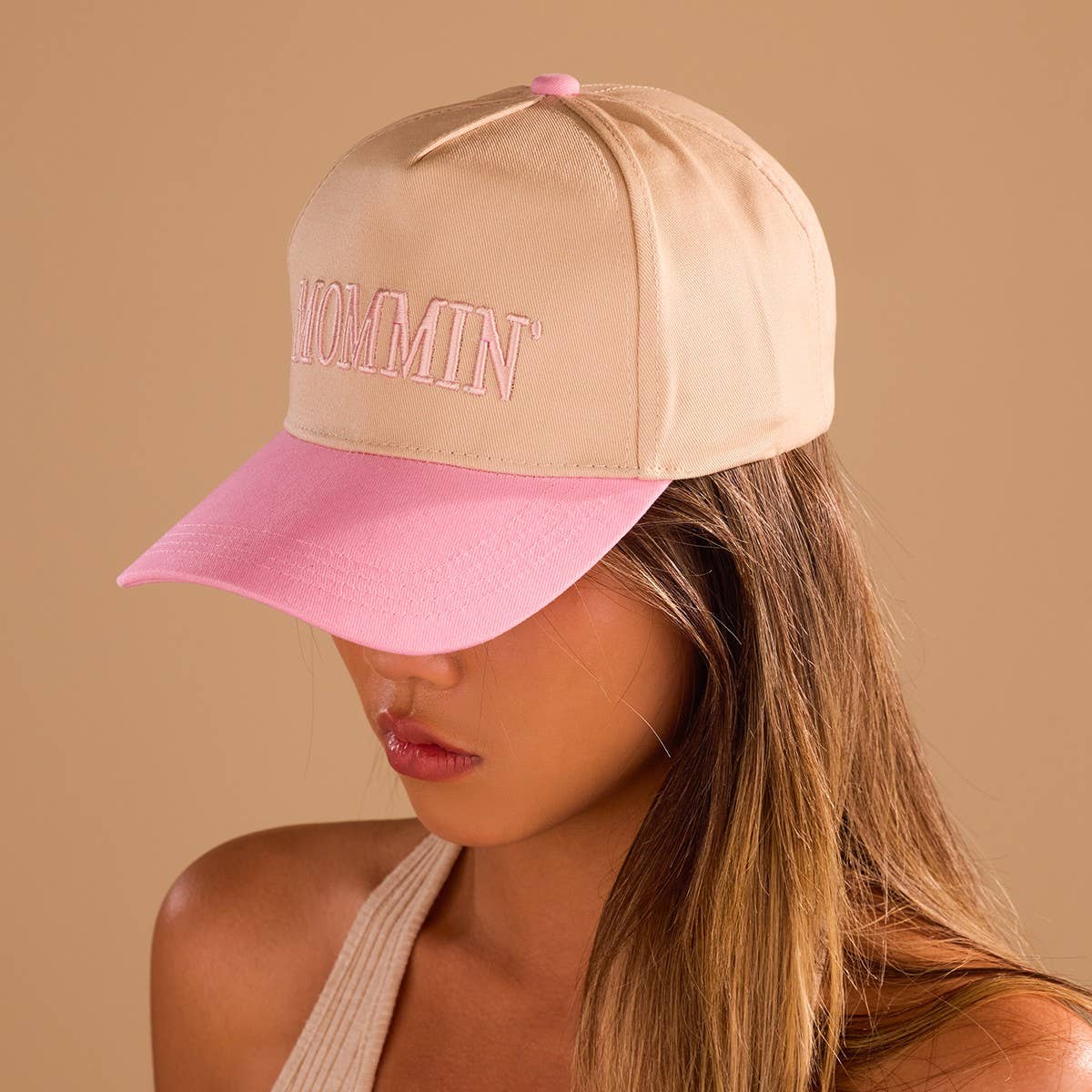MOMMIN Embroidered Trucker Hat - Vintage Style | 40HW749: Pink