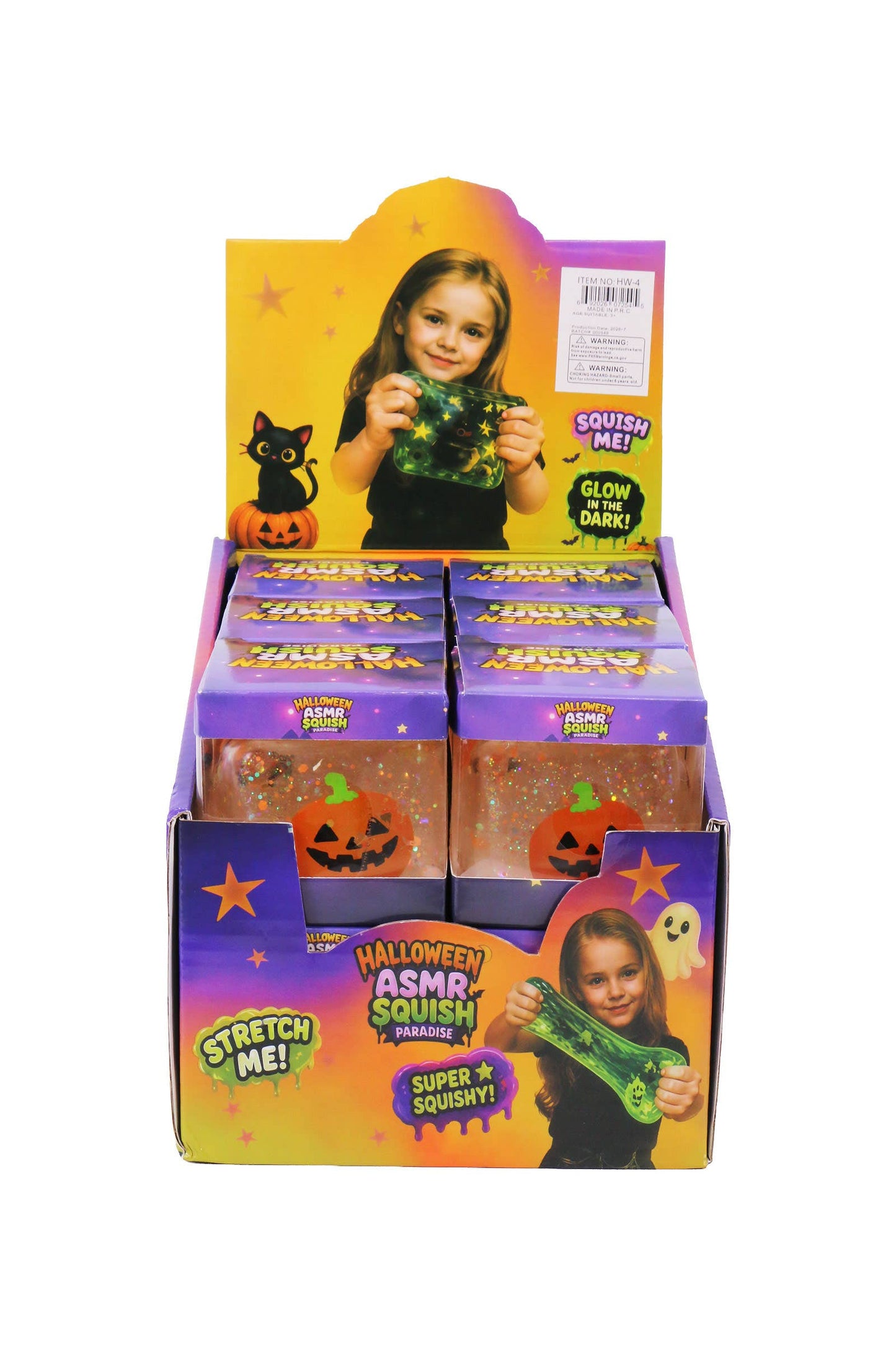 Halloween Glow In Dark Glittery Sugar Maltose Cube Squishy: ASSORTED / ONE SIZE