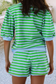 LDC Stripe Spring Puff Sleeve Shirt Matching Shorts Set: Green Stripe