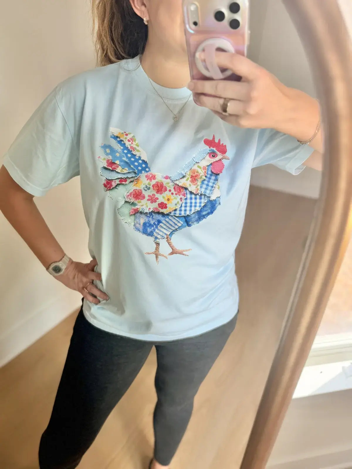 Chicken Faux Texture Patchwork Comfort Colors Tee