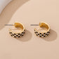 CHECKER EPOXY HUGGIE HOOP EARRINGS |