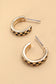 MINI CHECKER HOOP HUGGIE EARRINGS Black and Gold