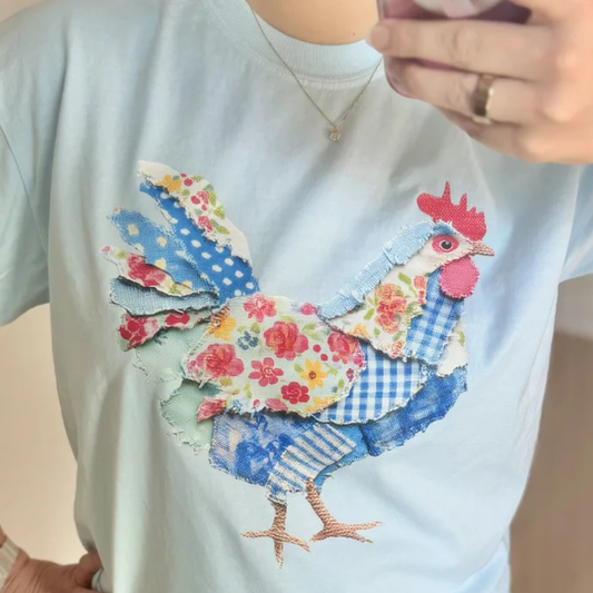 Chicken Faux Texture Patchwork Comfort Colors Tee