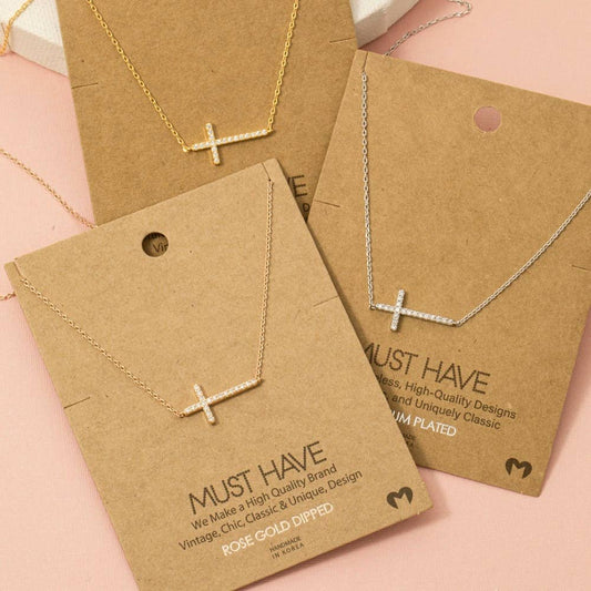 Cross Jewel Pendant Necklace: R