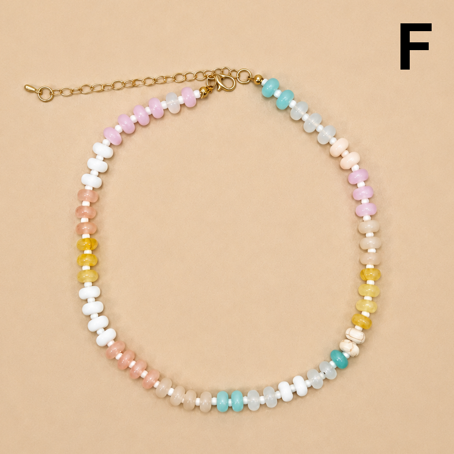 Natural Stone Semi-Precious Glass Mixed Necklace