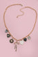 CHARM NECKLACE-BOW CHECKER HEART RHINESTONE: Gold
