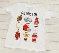 Arkansas razorback GOD SAYS I AM Kids Shirt