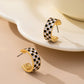 CHECKER EPOXY HUGGIE HOOP EARRINGS |