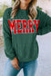 LDC Twisted Rib Outlined Merry Letter Graphic Top: Evergreen